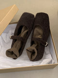 IFOMT Hollow Shallow Cut Split-Joint Square-Toe Flat Shoes Mary Janes