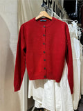 Ifomt New Vintage Red Sweater Single Breasted Cardigan Jackets Round Neck Knitting Outerwear Casual Fashion Pullovers Top Christmas