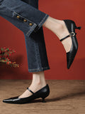 IFOMT Lace-Up Pointed-Toe Shallow Cut Split-Joint Pumps