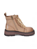 IFOMT Cow Leather Lace-Up Zipper Martin Booties