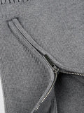 IFOMT Solid Off Shoulder Zip Up Hem Sweater