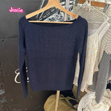 Ifomt 2025 New Autumn Winter Large Collar Sweet Chic Sweater Long Sleeve Solid Color Knitting Women Tops Simple Casual Short Pullovers