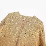 IFOMT Spring Outfits Autumn Women's Sequined Jacket Coat 2025 Luxury Long Sleeve Open Stitch Glitter Jacket Coat Short Outerwear Women