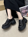 IFOMT Lace-Up Round-Toe Split-Joint Loafers Platform Shoes
