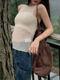 IFOMT Knitted Sleeveless Tank Top Women's Hollow Out Chic And Sexy Thin Summer Tops Y2k Clothing 2024