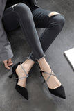 IFOMT Black temperament hollow stiletto pointed toe high heels