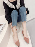 IFOMT Contrast Color Pointed-Toe Split-Joint V-Cut Flat Shoes Flats