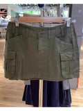 Ifomt Casual Women Solid Cargo Pants Women Pockets High Waist A-line Mini Skirts Female Y2k Streetwear Cotton Bottoms 2025