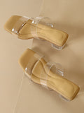 IFOMT Open Toe Split-Joint Square-Toe Transparent Pumps Sandals Slippers