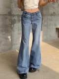 IFOMT Washed Low Waist Mopping Boyfriend Jeans