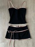 Ifomt Goth 2-Piece Set Summer Dresses Sling+Short Skirt Slim Harajuku Korea Crop Top Sexy Hot Girl Punk Y2k Grunge 2000s Emo Backless