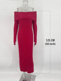 IFOMT Fashion Knit Long Dress Off-Shoulder Female Ribbed Loose High Waist Elegant Autumn Party Dress Ladies Knitwear Maxi DressChristmas Gifts