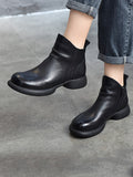IFOMT Round-Toe Solid Color Zipper Boots