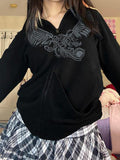 IFOMT Vintage Print Oversized Zip Up Hoodie