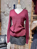 Ifomt 2025 American V-neck Sweater Twist Pullover Long Sleeve Sweater Girls Fashion Streetwear Solid Color Versatile Loose Y2K Top