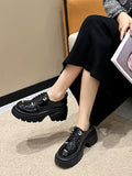 IFOMT Lace-Up Round-Toe Split-Joint Loafers Platform Shoes