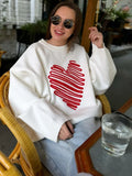 IFOMT Autumn Heart Knitted Sweater For Women Niche Loose Pullovers Long Sleeve Female Fashion Contrast Color Sweater CasualChristmas Gifts