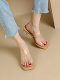 IFOMT Open Toe Split-Joint Square-Toe Transparent Pumps Sandals Slippers
