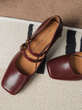 IFOMT Lace-Up Shallow Cut Square-Toe Pumps