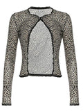 IFOMT Leopard Lace Long Sleeve Cardigan