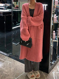 IFOMT Solid Baggy Knit Long Cardigan