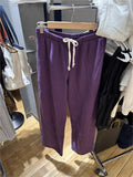 Ifomt New Purple Drawstring Straight Sweatpants Women Autumn Streetwear High Waist Cotton Trouser Casual Vintage Sport Loose Long Pant