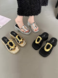 IFOMT Hollow Split-Joint Square-Toe Slippers