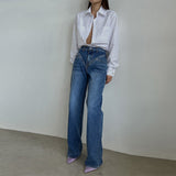 Ifomt Patchwork Jeans Women Loose Pocket Versatile Zipper High Waist Straight Denim Pants Female 2025 Spring Autumn Lady Streetwears