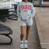 IFOMT Outfits O Neck Long Sleeve Letter Print Sweatshirt Top Short Pants Fashion Women'S Sets Casual Clothing Sportsuit Y2K Winter