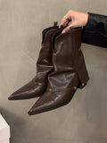 IFOMT Pointed-Toe Split-Joint Split-Side Boots Pumps