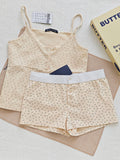 Ifomt Sweet Floral Print Tank Shorts Sets Women Summer New Cotton Slim Camis+Buttons Short Pants Cute Cozy Home Pajama 2 Piece Set Y2K