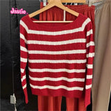 Ifomt Twists Knitting White Red Winter Sweater Large Collar Long Sleeve Casual Knitting Pullovers Sweet Chic Tops Woman 2025 New