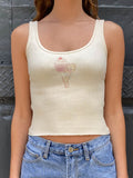 Ifomt Vintage Angel Print Ribbed T Shirt Women Summer Sweet Cute Sleeveless Cotton Short T-shirts Retro Streetwear Y2k Crop Top 2025