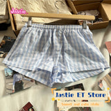 Ifomt Bear Embroidery Tank Camis + Plaid Shorts Sets Two Piece For Women Vest Pant Homewear Casual Woman Suit Chic Y2K Summer Outfits