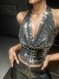 IFOMT Women Top Shine Glitter Sequin Summer Sleeveless Vest Tank Tops Fashion Sexy Camisole Clothing For Cocktail Party Clubwear