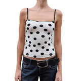 IFOMT Outfit Womens Elegant Cute Slim Fitted Square Neck Camisoles Summer Sleeveless Open Back Dot Print Tank Tops Vest Streetwear