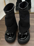 IFOMT Hollow Split-Joint Split-Toe Zipper Boots Platform Shoes Sandals