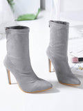 IFOMT Pointed-Toe Solid Color Split-Joint Boots Pumps