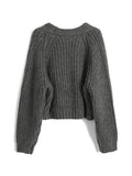 IFOMT Solid V Neck Cable Knit Cardigan