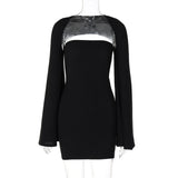 IFOMT Outfit  Strapless Bodycon Mini Women'S Dresses Long Flare Sleeve Shawn Women'S Sets Elegant Evening Set Women Streetwear Clothes