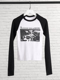 Ifomt Vintage Rock Graphic Long Sleeve T-shirts Women Autumn New Print Cotton Ribbed T Shirt Female Retro Streetwear Slim Y2k Tops