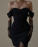 IFOMT Homecoming Dress Party Outfits Sexy Sheath Black 18th Birthday Dresses Satin Birthday Outfits P1544