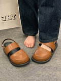 IFOMT Belt Buckle Hollow Round-Toe Split-Joint Sandals Wedges & Flatform