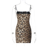 IFOMT Outfit  Leopard Print Sequins Sleeveless Mini Women Dress Autumn Elegant Party Prom Lady Wholesale Dropshippping Casual Clothes