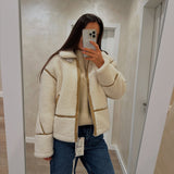 IFOMT Spring Outfits Fashion Winter Warm Lambwool Jacket Women Long Sleeve Zipper Jackets Coat Female Autumn Casual Lapel Coat