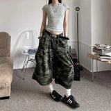 Ifomt American Camouflage Jeans Men's and Women's High Street Loose Straight Leg Casual Versatile Seven-minute Denim Pants Male Casual Outfit