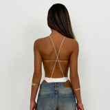 IFOMT Outfit Summer New Solid Color Halter Hollow Out Sexy Bodysuit Backless Cut Out Design Slim Playsiuts Women Streetwear Fas