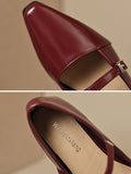 IFOMT Belt Buckle Pointed-Toe Split-Joint Flat Shoes Mary Janes