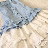Ifomt Sweet T-shirt Stripe Y2k Slim Goth Punk Vintage Crop Top O-Neck Button Harajuku Korea Sexy Backless 2000s Fashion Grunge Emo Tee
