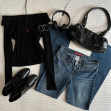 Ifomt Y2k American vintage single shoulder long sleeve sweater fashion high street single shoulder long sleeve sweater Slim Hot Girl Casual Outfit